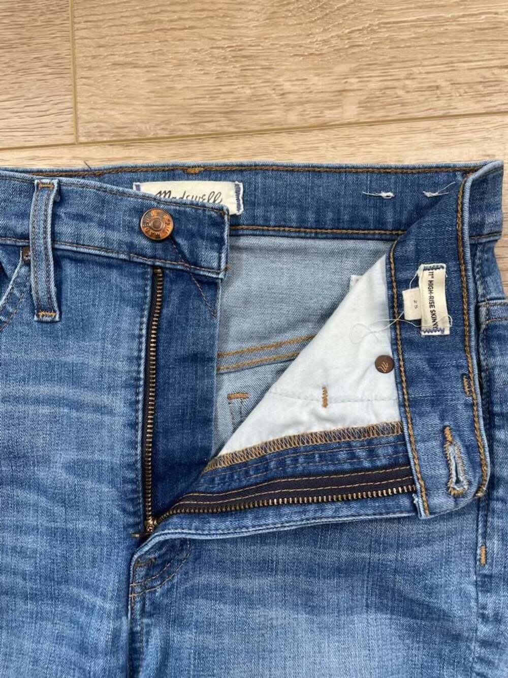 Madewell 11” High Rise Skinny Jeans Women’s Size 25 Light Wash Stretch Denim - Picture 8 of 10